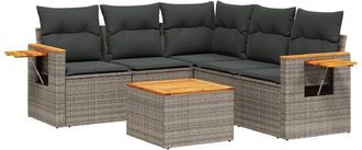 vidaXL Vidaxl - Set De Muebles De Jard&iacute;n 6 Pzas Y Cojines Rat&aacute;n Sint&eacute;tico Gris