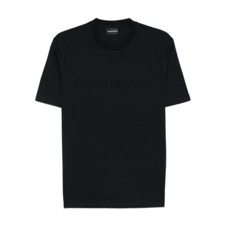 Emporio Armani T-shirt met opgedrukt logo - Heren - T-shirts - Blauw - XL - Katoen - Tops
