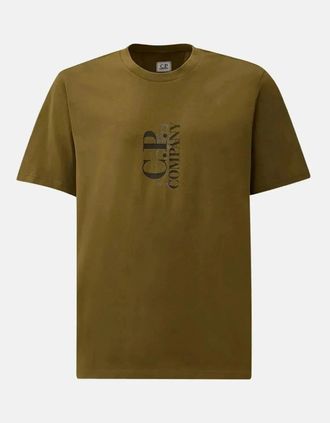 C.P. Company Mens CP COMPANY MENS 30/1 JERSEY VERTICAL LOGO T-SHIRT CAPERS - Tan - Size: 40
