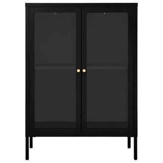 Berkfield Home Sideboard Black 75x35x105 cm Steel & Glass | Size: 75 x 35 x 105 cm