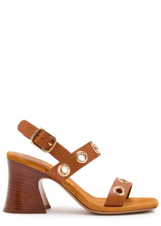 Chlo&eacute; Janis 80 Eyelet-embellished Leather Sandals - Brown - 39.5 (IT39.5 / UK6.5)