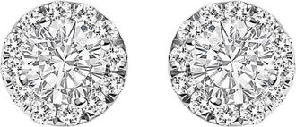House of Brilliance 14K White Gold 1/2 Cttw Lab-Grown Diamond Halo Stud Earring (F-G Color, VS1-VS2 Clarity)