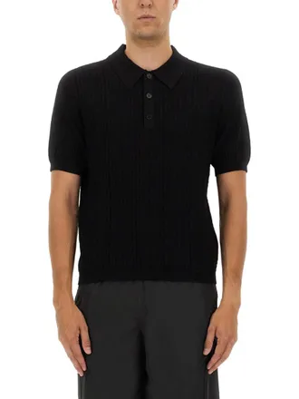 Balmain Black Shirt Collar Polo