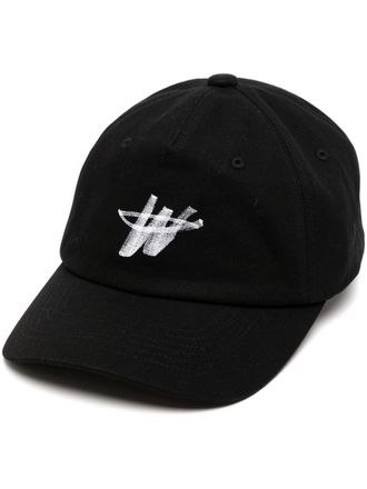 We11done logo-print detail baseball cap - unisex - Cotton - One Size - Black