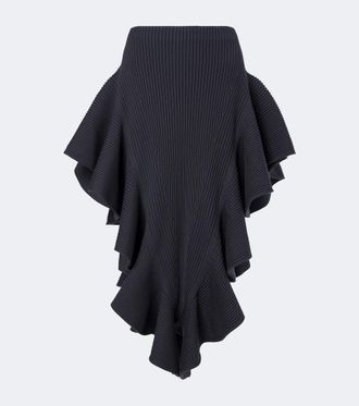 Alaia Ala&iuml;a Falda midi acanalada en mezcla de lana