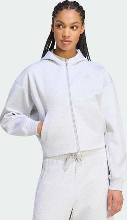 adidas adidas Performance - Z.N.E. - Felpa corta grigio chiaro m&eacute;lange con zip lunga