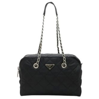 Prada Pre-owned Shoulder Bags, female, Black, Size: ONE SIZE Pre-owned Nylon Shoulder Bag
