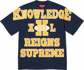 SUPREME Overprint Knowledge S/S Top Navy Yellow SUP-SS24-087