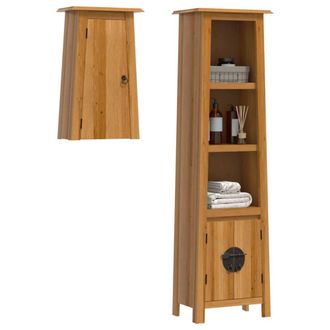 Berkfield Home Beautiful 2 Piece Bathroom Furniture Set Solid Wood Pine in Brown
