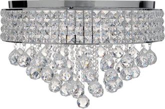 Beliani Lámpara de araña elegante de hierro con cristales acabado cromo iluminación sala de estar comedor plateado Cedeira