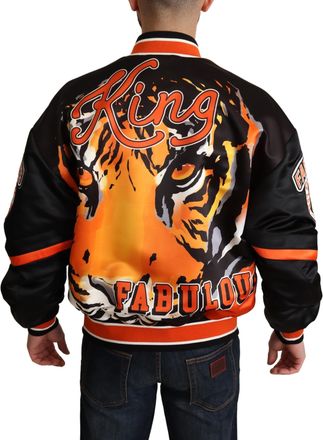 Dolce & Gabbana Mens Multicolor Bomber King Logo dgmillennials Jacket White Polyester Clothing