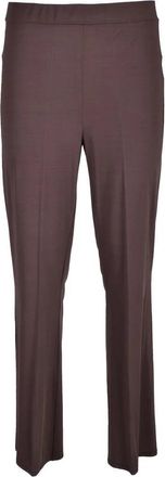 1-ONE Brown Viscose Stretch Trousers with Straight-Leg Cut
