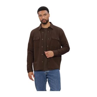 Selected Slhjackie Sweat Jacket Noos - Heren - Casual Overhemden - Bruin - S - Katoen - Overhemden