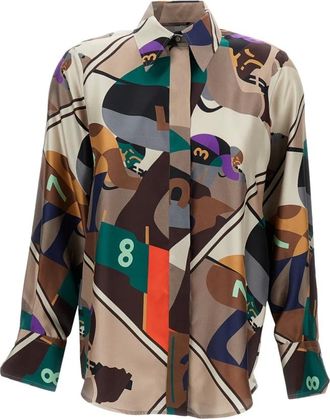 Alberto Biani Overhemden, Dames, Veelkleurig, S, Camicia classica in seta