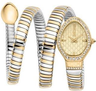 Just Cavalli Carezza Snake Wraparound Bracelet Watch, 22mm x 33.5mm in Two Tone Silver/Gold at Nordstrom Rack