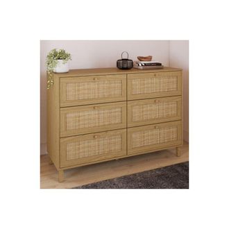 IDMarket Hanae Arcón de 6 cajones 110 cm efecto caña natural