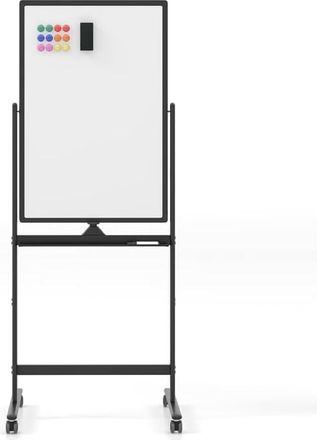 Costway Costway - Pizarra M&oacute;vil Magn&eacute;tica En Seco 120 X 90 Cm, Doble Cara, Con Soporte Sobre Ruedas Bloqueables, Giro De 360 &deg;, Altura Ajustable, Pizarra Blan