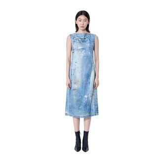 Acne Studios Kleedjes, Dames, Blauw, XS, Pailletten, Jurk met pailletten en print