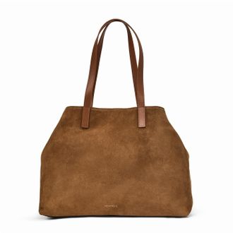 Aquatalia Womens Siena Tote, Brandy Suede, L, Siena Tote