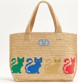 Valentino Garavani Valentino Garavani Raffiachat large raffia shopping bag Wo