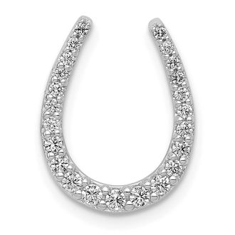 Diamond2Deal 14k White Gold 1/4 carat Diamond Horseshoe Chain Slide