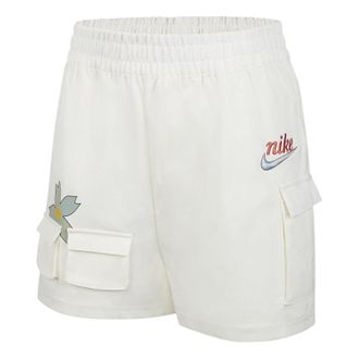 Nike (WMNS) Nike Sportswear Solid Color Logo Flowers Big Pocket Woven Casual Shorts White DV3205-133