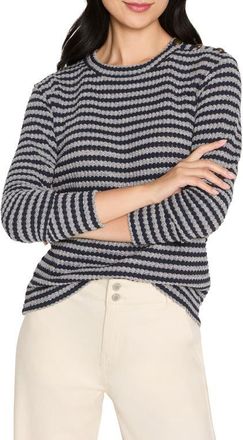 Nic+Zoe Texture Stripe Button Shoulder Top in Indigo Multi at Nordstrom, Size Xx-Large