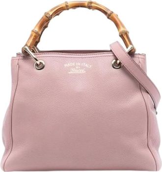 Gucci Pre-owned Handbags, female, Pink, Size: ONE SIZE Pre-owned Bamboo Shopper Satchel