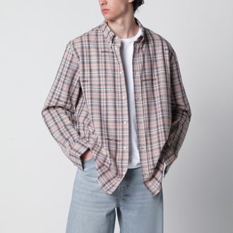 Off-white Pink check-pattern shirt with logos