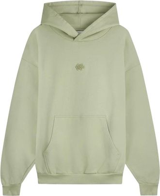 Filling Pieces Hoodie Boxy Embroidered - Heren - Hoodies - Groen - M - Katoen - Hoodies & sweatvesten
