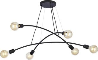 Luminosa Light Designs TK Helix L&aacute;mpara de techo colgante de varios brazos, negra, 6 luces E27