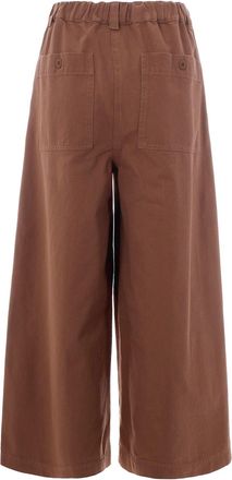 Max Mara Womens Cropped Trousers Tan Cotton