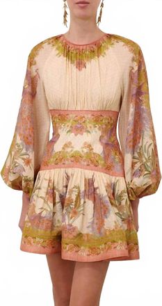 Zimmermann Indra Mini Dress In Chartreuse Scarf Floral