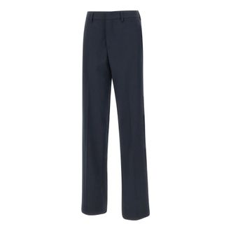 Iceberg Straight Trousers, female, Blue, XL, Regular Fit Pinstriped Viscose Trousers