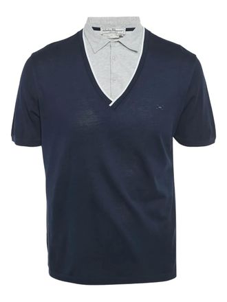 Ferragamo V-neck polo top - Blue