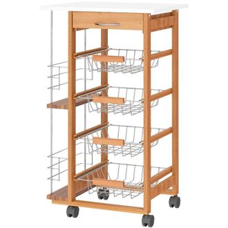 HOMCOM MDF Multifunction Kitchen Island Trolley-Brown | TJ Hughes White