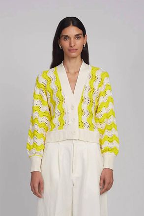 Eleven Six Luna Cardigan In Ivory/limone