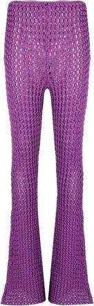Moschino Casual Paarse Katoenen Broek - Dames - Wijde Broeken - Paars - M - Katoen - Broeken