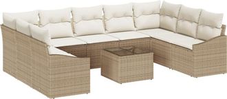 vidaXL Vidaxl - Garden Dining Set with Cushion with Storage 10 pcs Beige, Cream