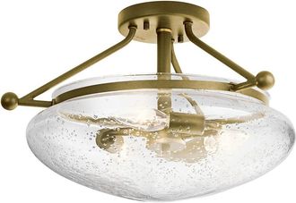 Netlighting Kichler Belle 3 Light SemiFlush Mount Brushed Natural Brass
