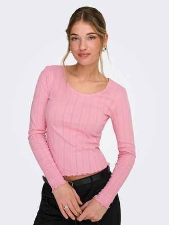 Only Langarmshirt ONLY ONLTENNA O-NECK L/S TOP JRS NOOS, Damen, Gr. XL, romance rose, Jersey, Obermaterial: 50% Baumwolle, 50% Polyester, unifarben, regula