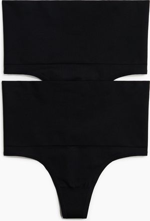 H&M 2er-Pack Tangas Medium Shape - Schwarz