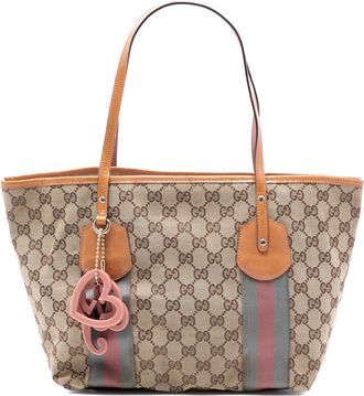 Gucci Pre-owned Womens Gg Canvas Web Jolie Tote - Tan Textile - One Size