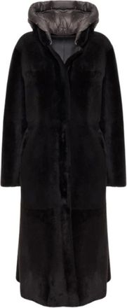 Gimos Cappotto lungo reversibile in montone Merino con cappuccio staccabile - - Coats - Donna - Marrone - XS