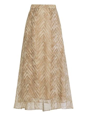 Brunello Cucinelli chevron-pattern midi skirt - Beige