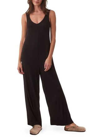Marine Layer Lexi Rib Lounge Jumpsuit in Black at Nordstrom, Size X-Large