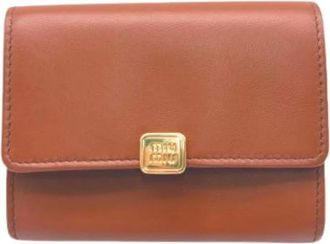 Miu Miu Tweedehands leren portemonnees - Dames - Vintage Accessoires - Bruin - ONE Size - Vintage