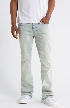 Purple Ripped Knee Blowout Flare Jeans in Light Indigo at Nordstrom, Size 28