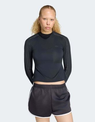 adidas Originals Adiluna season 2 x jennie T-shirt a maniche lunghe trasparente nera-Nero