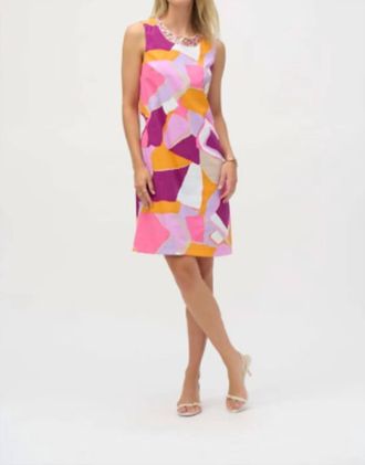 Joseph Ribkoff Mini Shift Dress In Pink Orange Purple